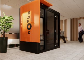 Cluj-based Nooka Space introduces the concept of flex office booths in aiport waiting areas